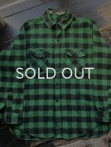 70s ウールリッチ 緑黒 バッファローチェック ウールシャツ