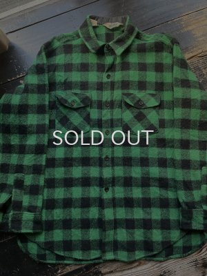 画像1: 70s ウールリッチ 緑黒 バッファローチェック ウールシャツ
