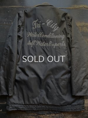 画像1: 1960s チェーンステッチ 黒 ナイロン 裏ボア ハーフ ジャケット