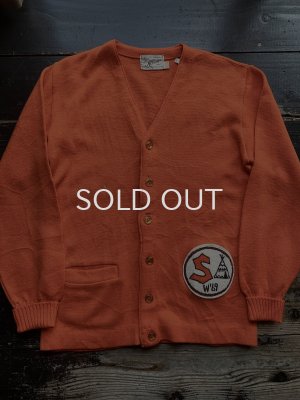 画像1: 1960s オレンジ色 レタードカーディガン