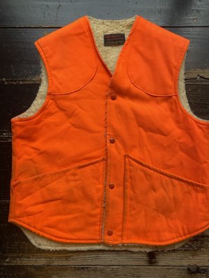 画像1: 1970s オレンジ色 裏ボア ハンティング ベスト