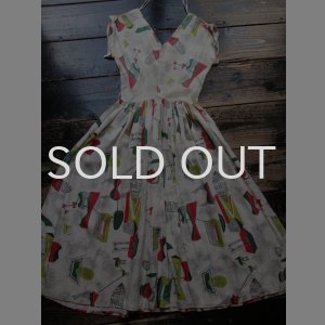 画像: 50s アトミック柄 シルク ドレス