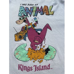 画像: 80s 恐竜 遊園地 プリント Tシャツ