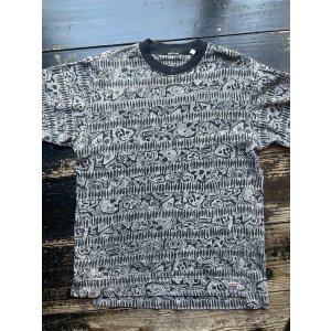 画像: 90s vision スカル 総柄 Tシャツ