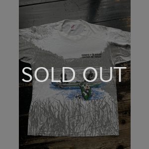 画像: 90s ブラックバス 釣り USA製 総柄 Tシャツ