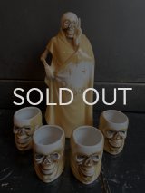 画像: 1950s 死神 デキャンタ ボトル お猪口 セット