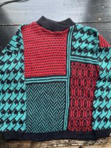 画像: 1980〜90s USA製 アクリル 総柄 デザイン ニット