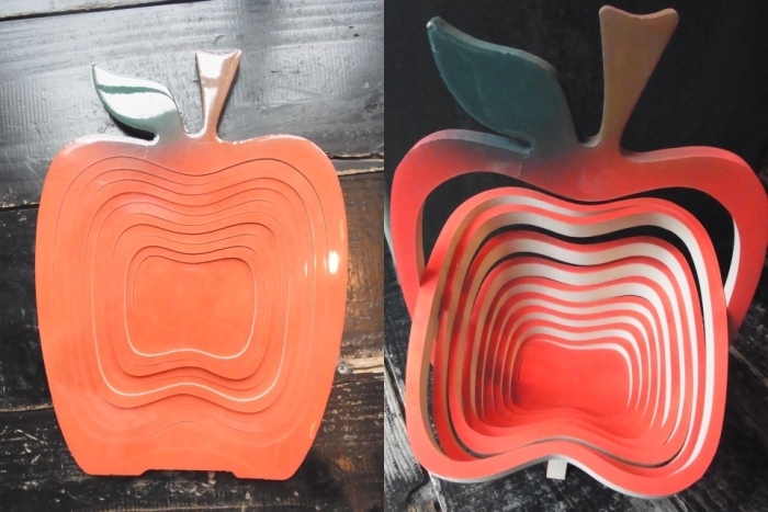 画像: 70s 木製 リンゴ バスケット