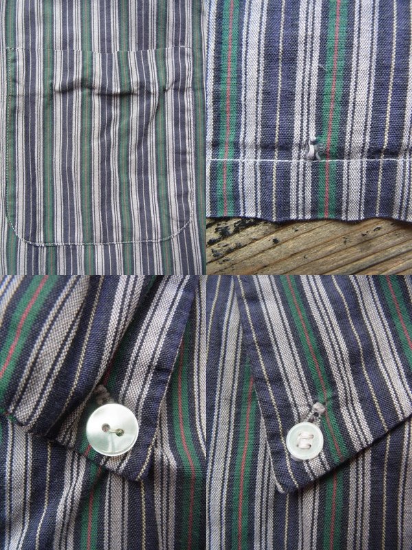 画像: 60s ストライプ柄 半袖ボタンダウンシャツ