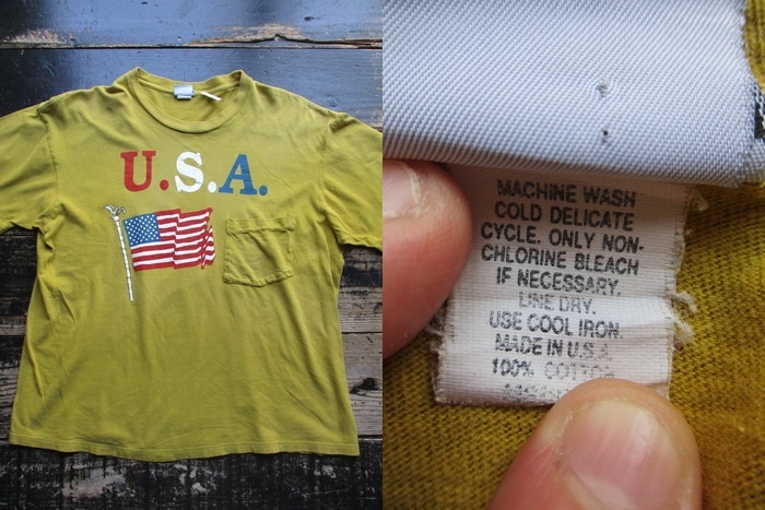 画像: 90s USA製 アメリカ国旗 ポケットTシャツ