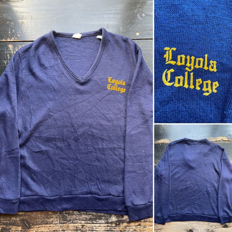 画像: 70s〜Loyola College Vネック アクリル ニット