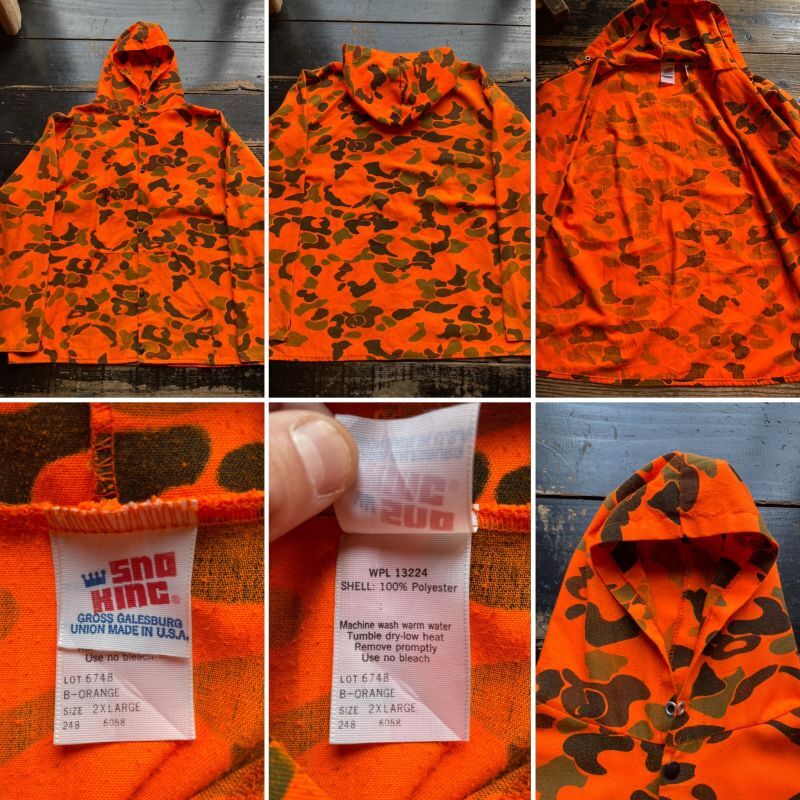 画像: 90s カモフラ柄 オレンジ色 フード付きジャケット