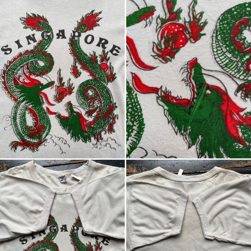 画像: 70〜80s 中国製 龍 染込みプリント Tシャツ