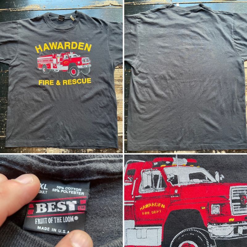 画像: 80〜90s HAWARDEN FIRE&RESCUE 消防車 プリント Tシャツ