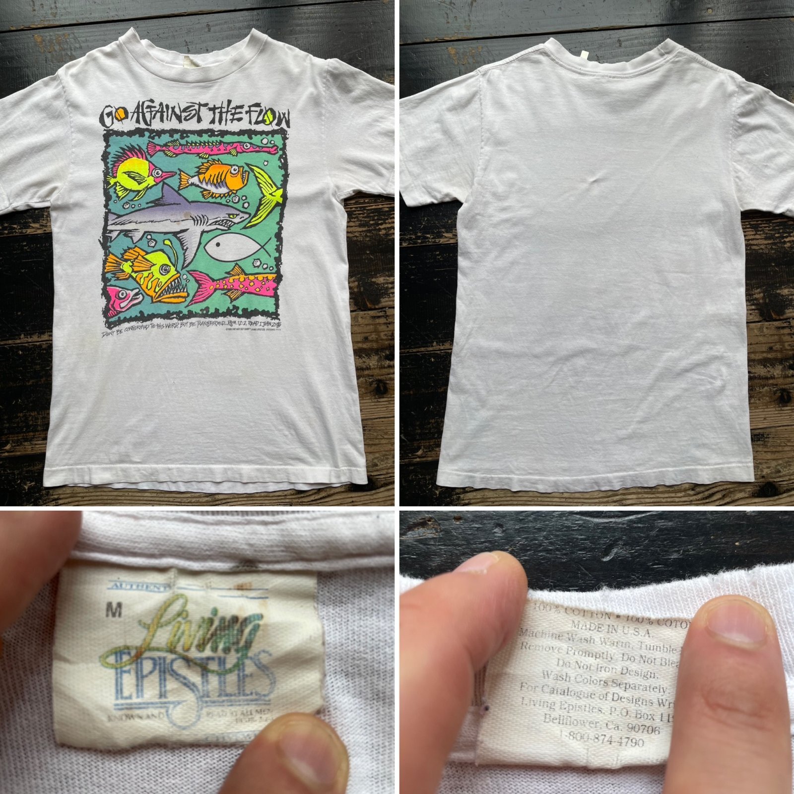 画像: 80s USA製 カラフル 魚 アート Tシャツ