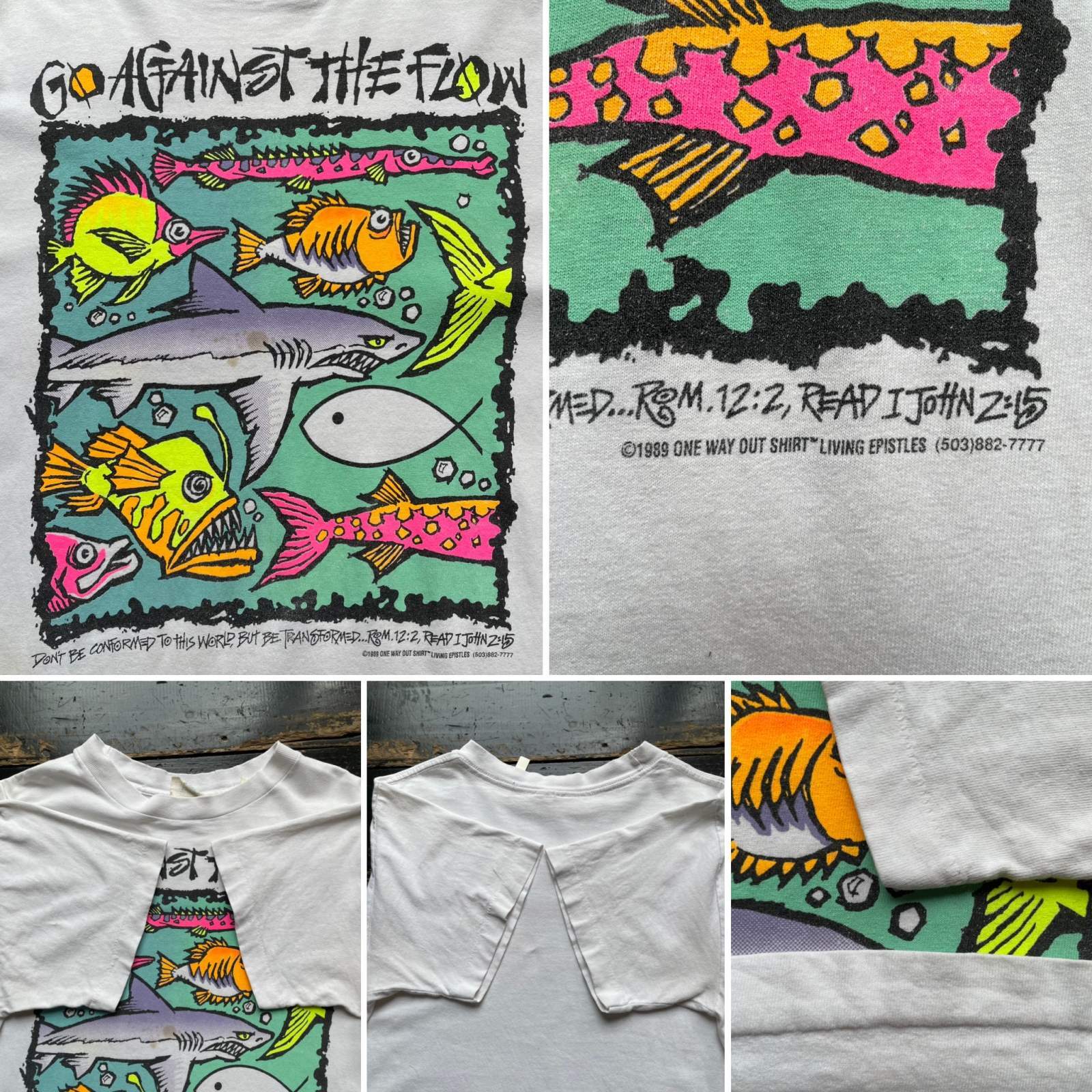 画像: 80s USA製 カラフル 魚 アート Tシャツ