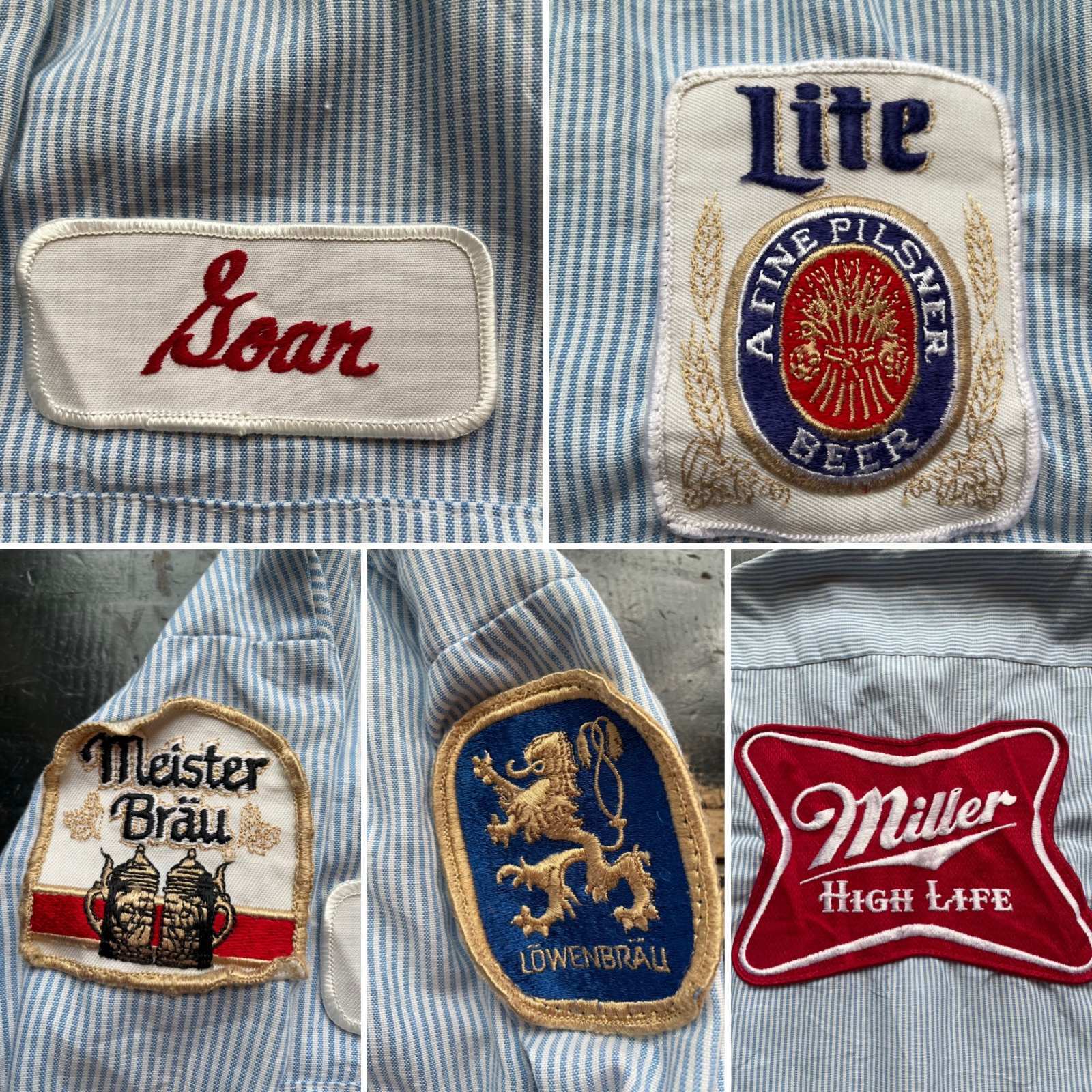 画像: 1980s ビール パッチ ストライプ柄 ワークシャツ