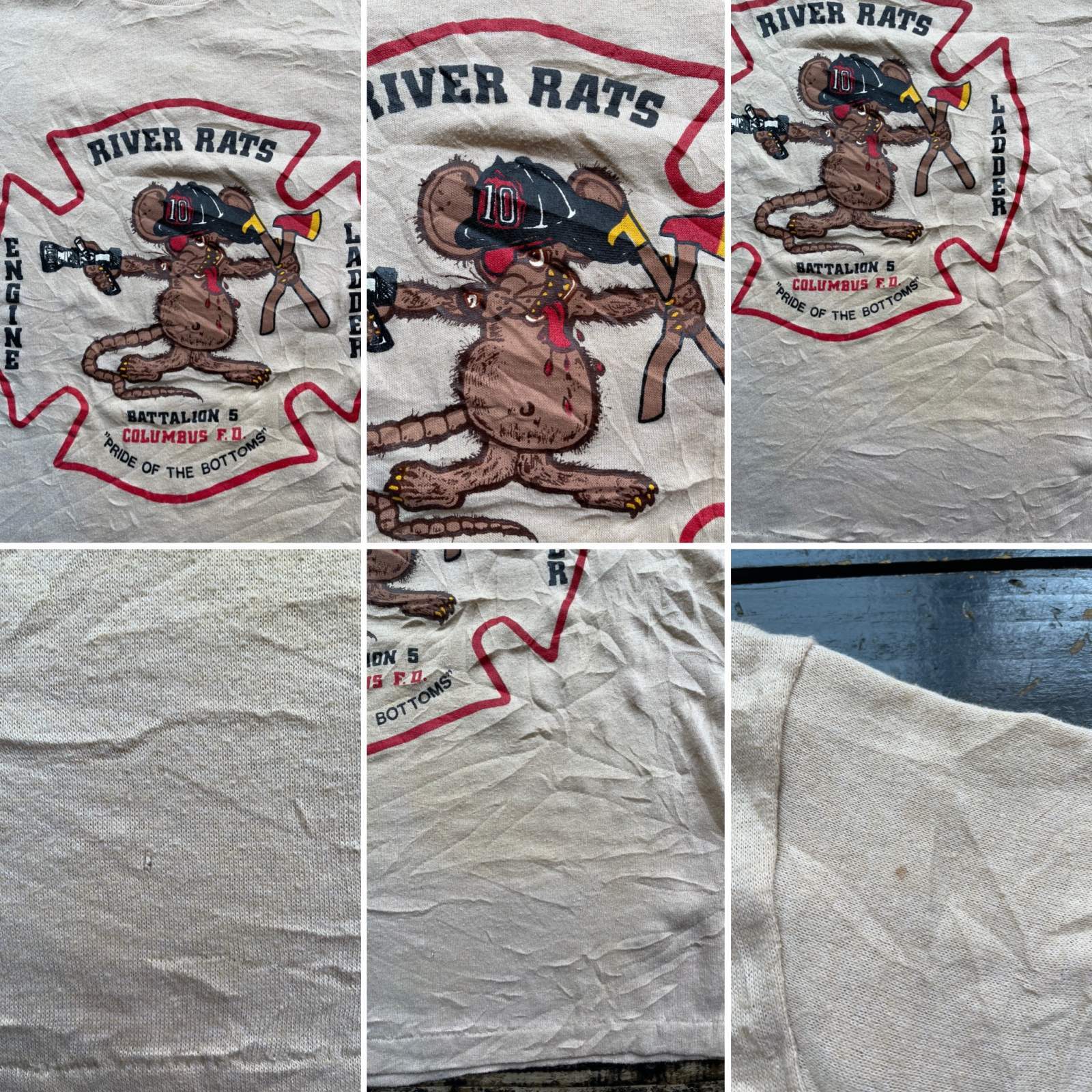 画像: 80s 不良ネズミ 消防士 Tシャツ