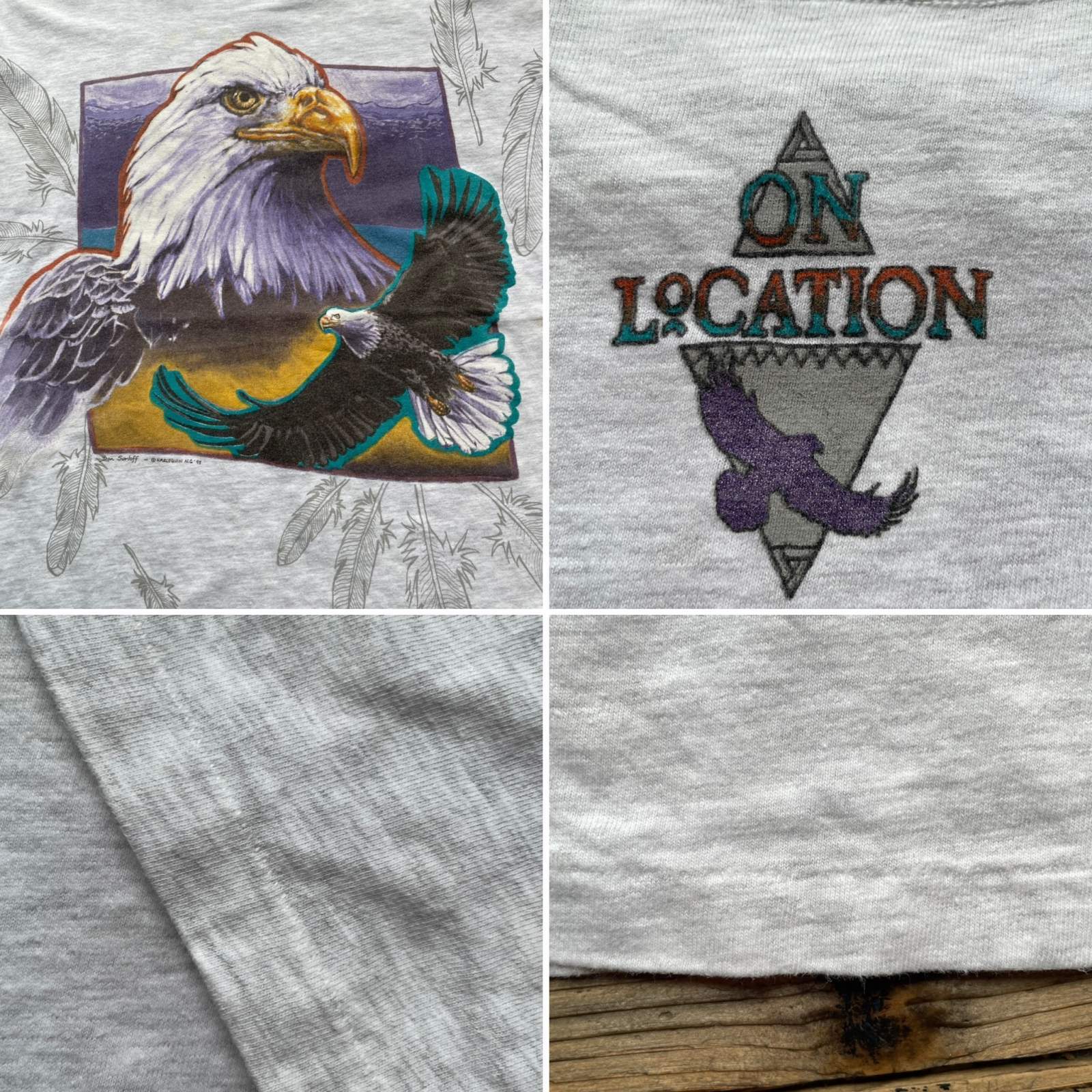 画像: 90s 鷲 イーグル 羽 USA製 霜降りグレー Tシャツ