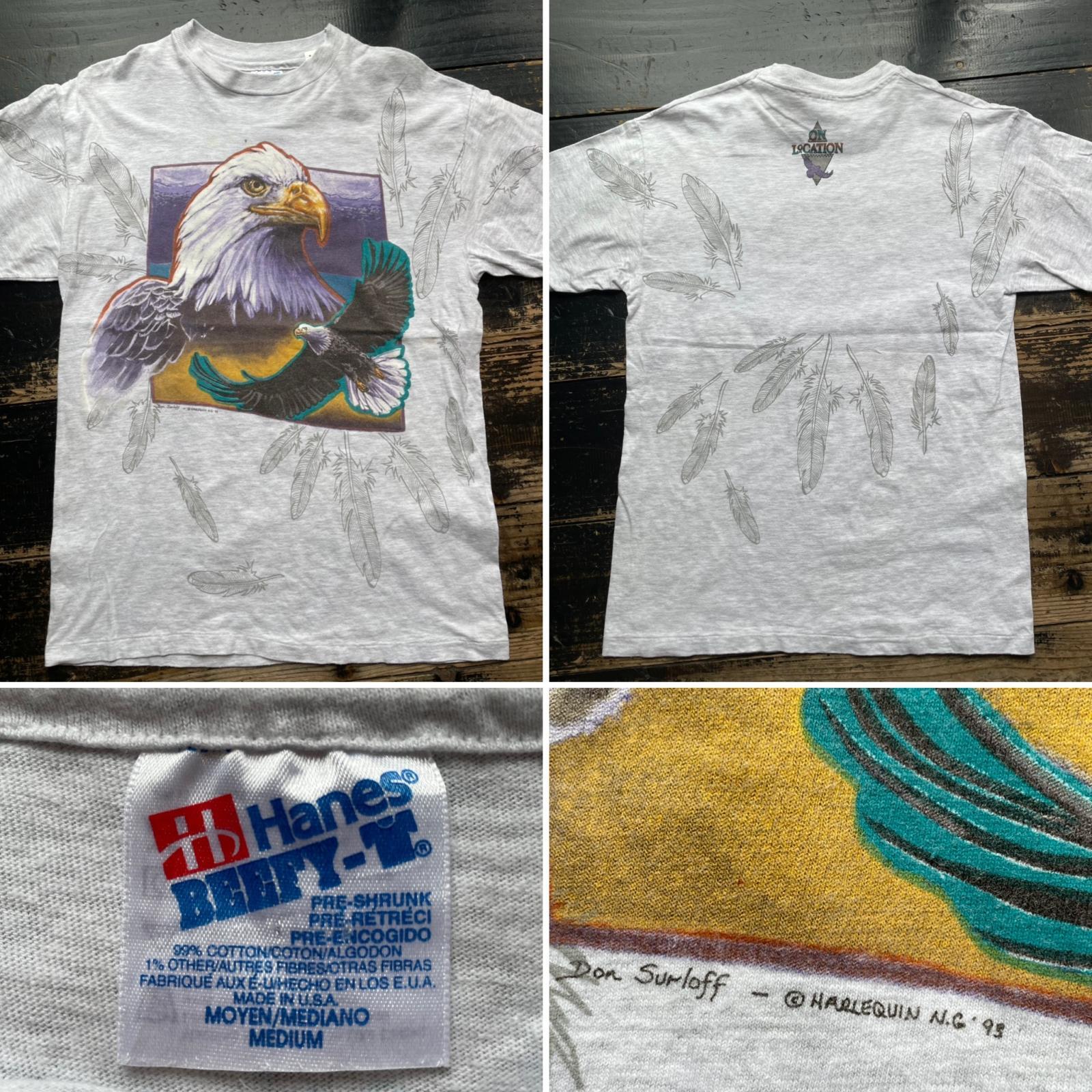 画像: 90s 鷲 イーグル 羽 USA製 霜降りグレー Tシャツ
