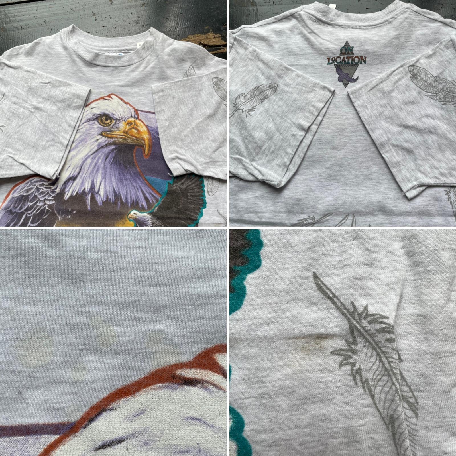 画像: 90s 鷲 イーグル 羽 USA製 霜降りグレー Tシャツ