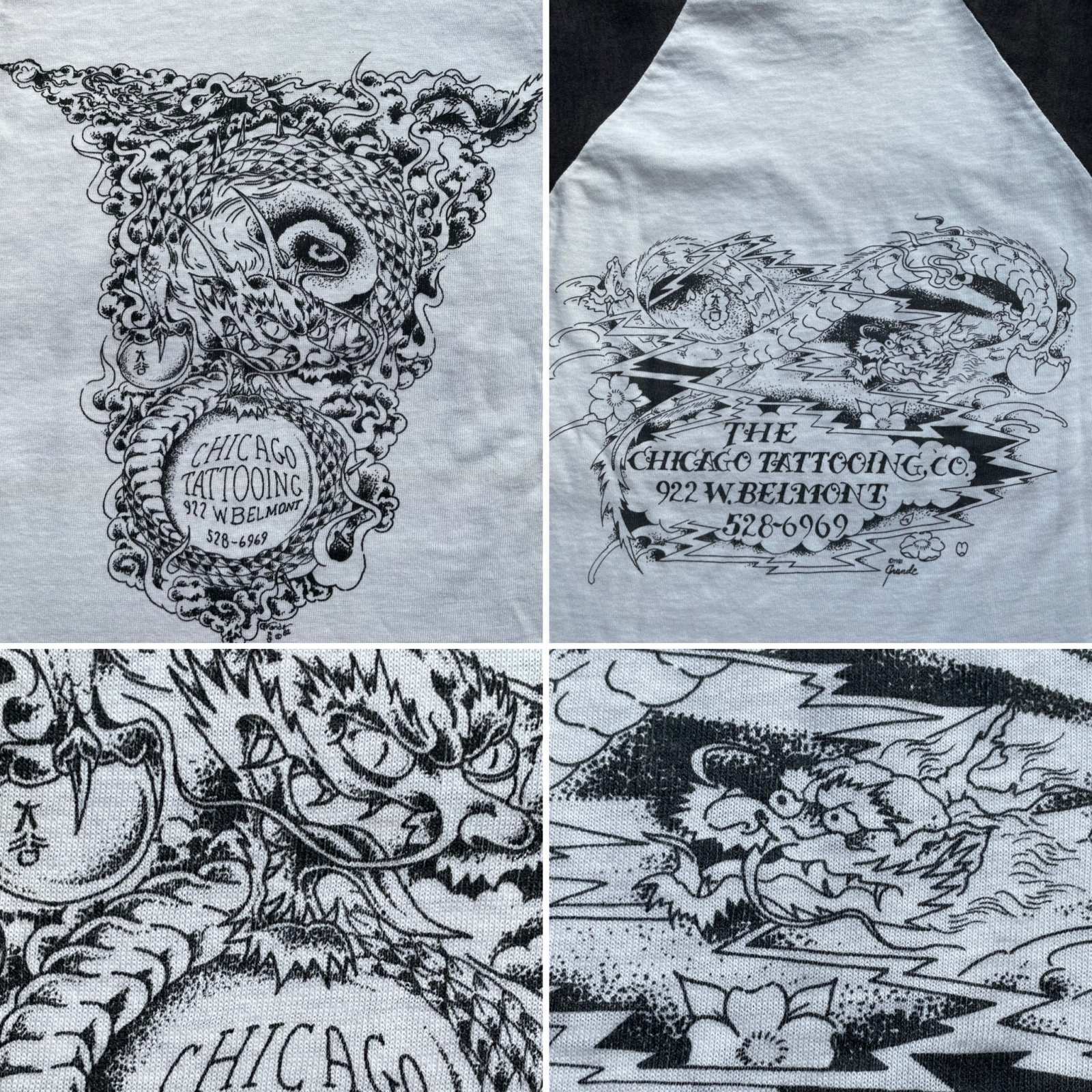 画像: 80s 龍 刺青 七分袖 Tシャツ