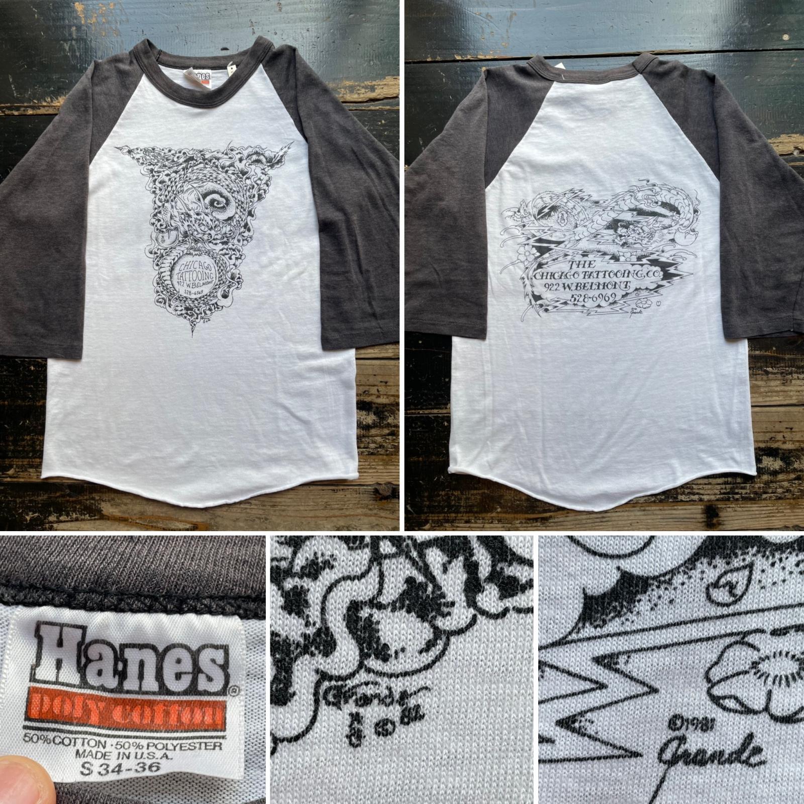 画像: 80s 龍 刺青 七分袖 Tシャツ