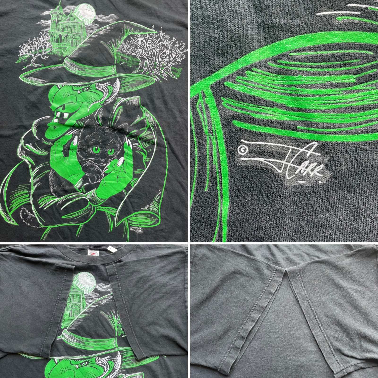 画像: 90〜2000s USA製 黒猫 魔女 Tシャツ