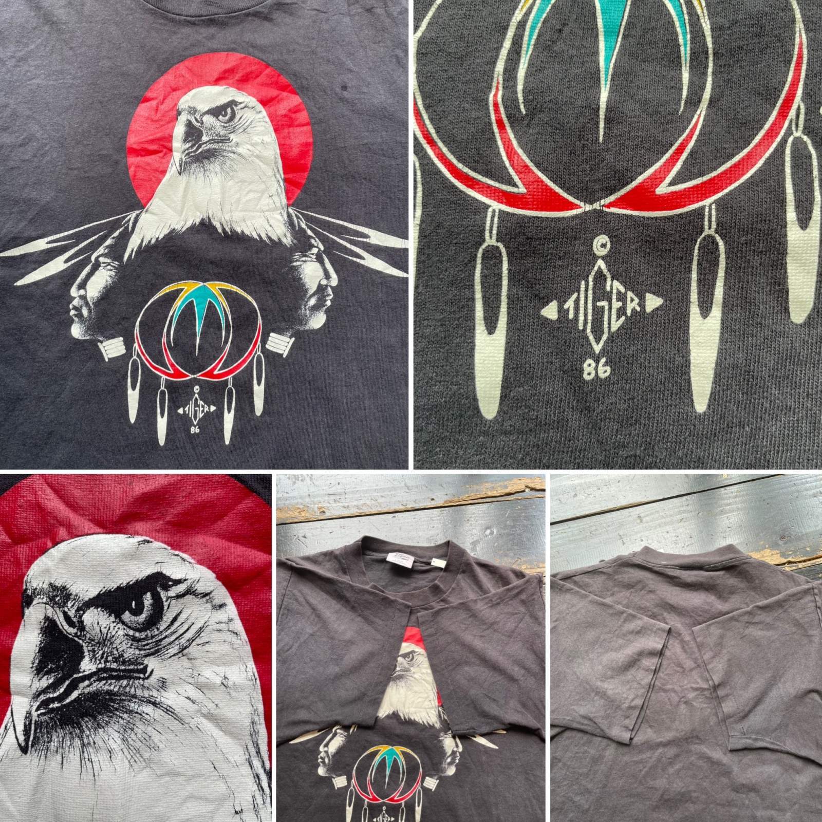 画像: 80s USA製 ネイティブ プリント Tシャツ