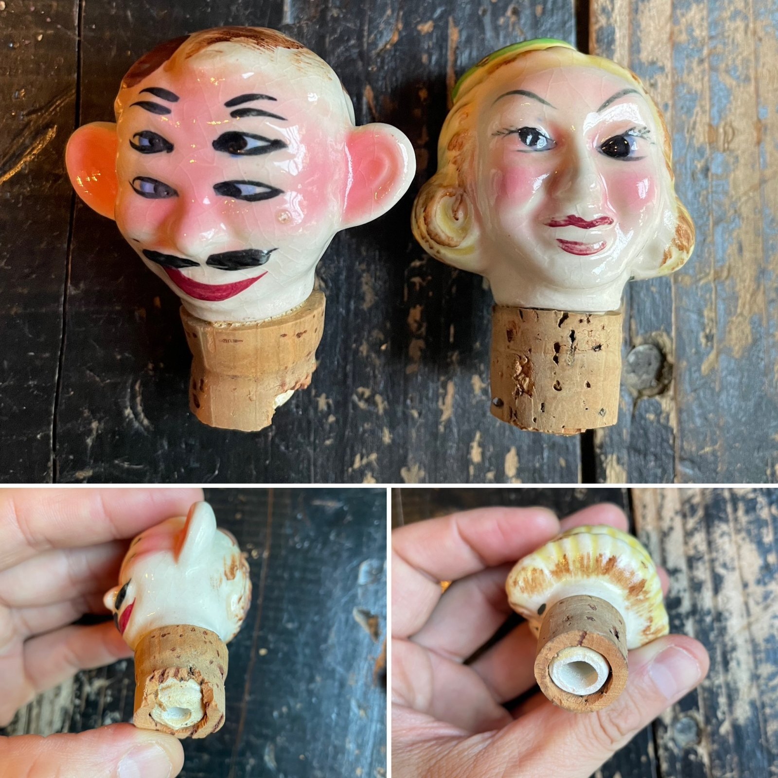 画像: 1950〜1960s 日本製 酔っ払い 4つ目 男女 デキャンタ セット