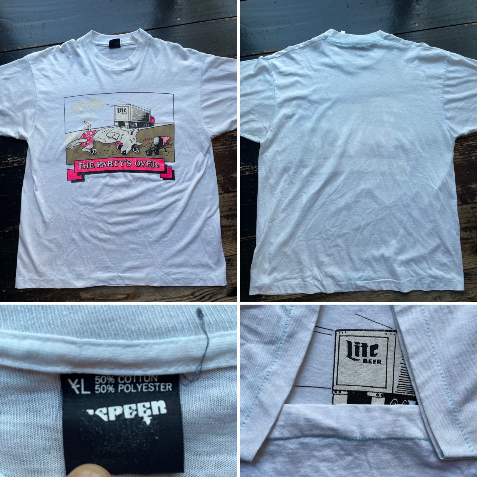 画像: 80〜90s LiteBEER パーティオーバー プリント Tシャツ