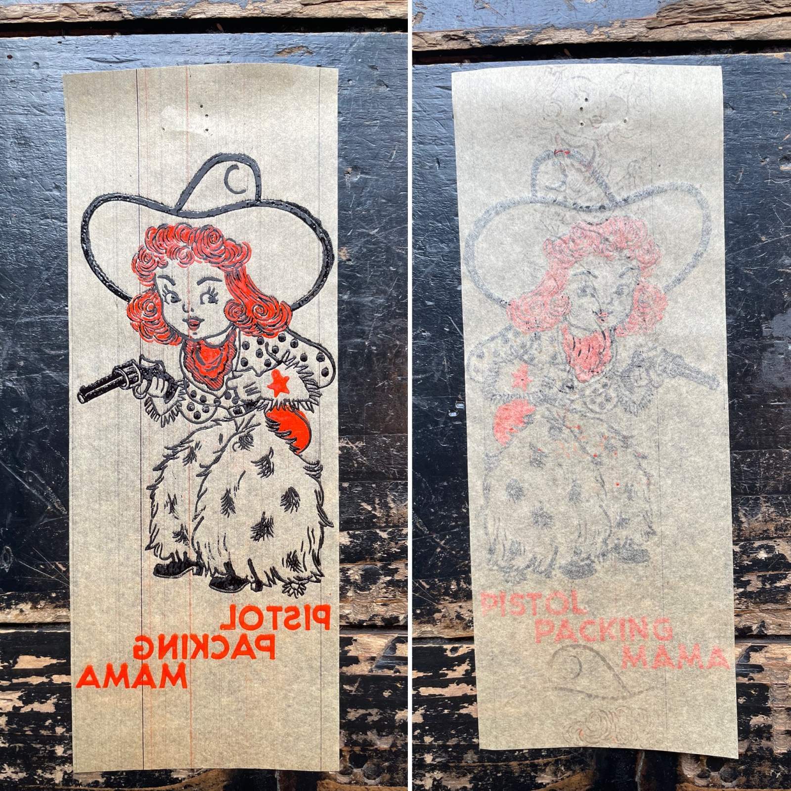 画像: 1940〜1950s カウガール 転写紙