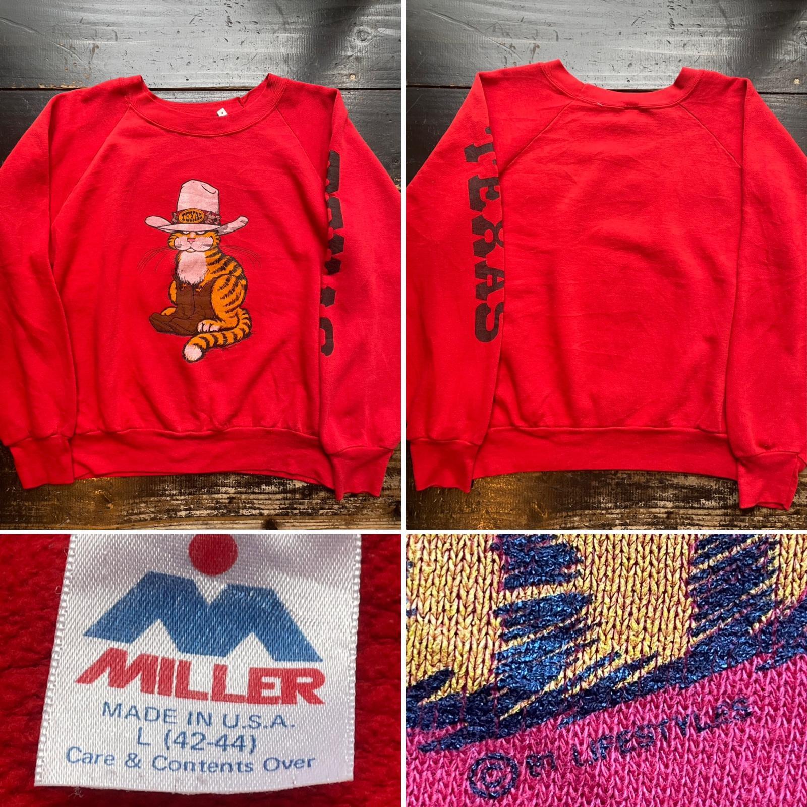 画像: 80s 猫プリント スウェット