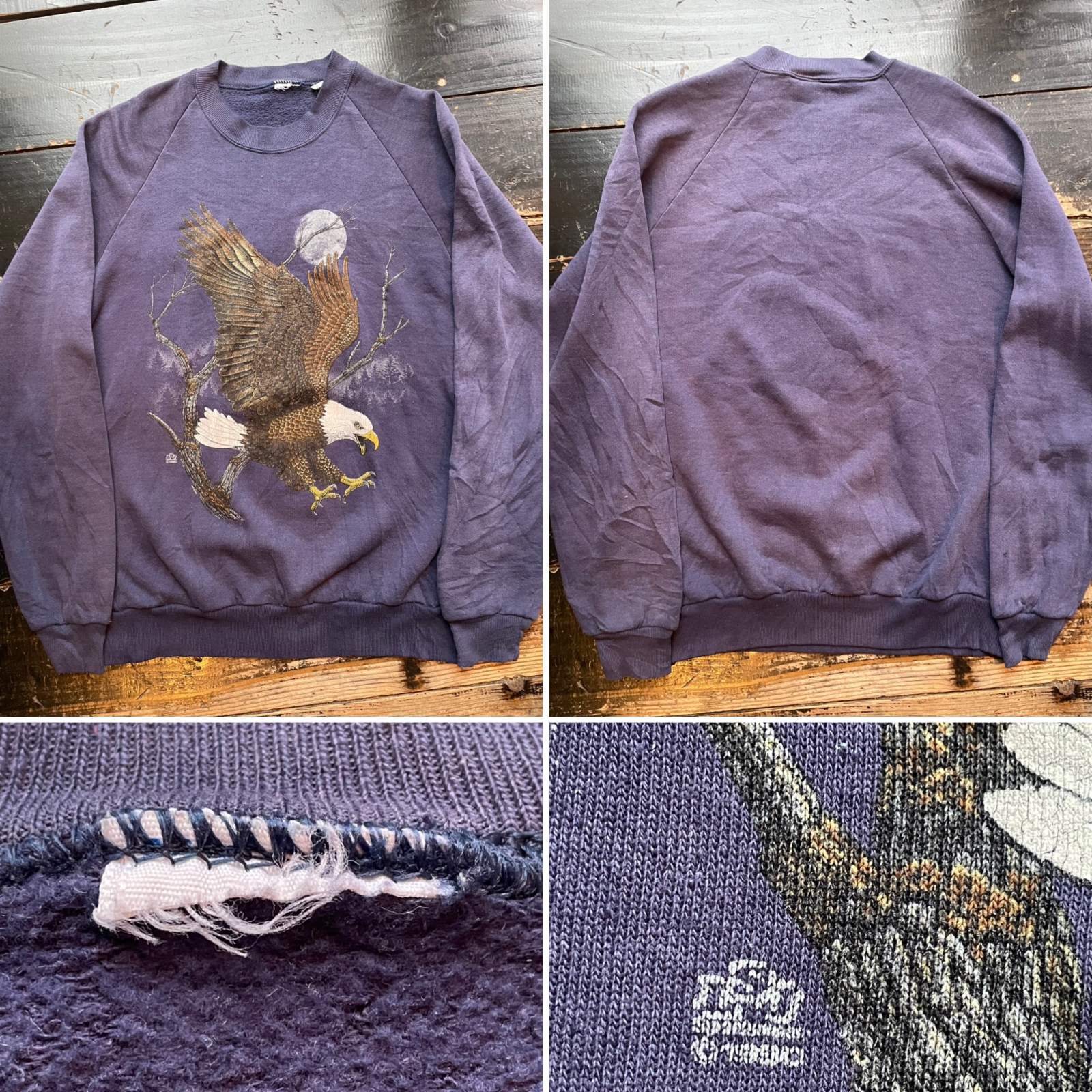 画像: 1990s イーグル プリント 色褪せ スウェット