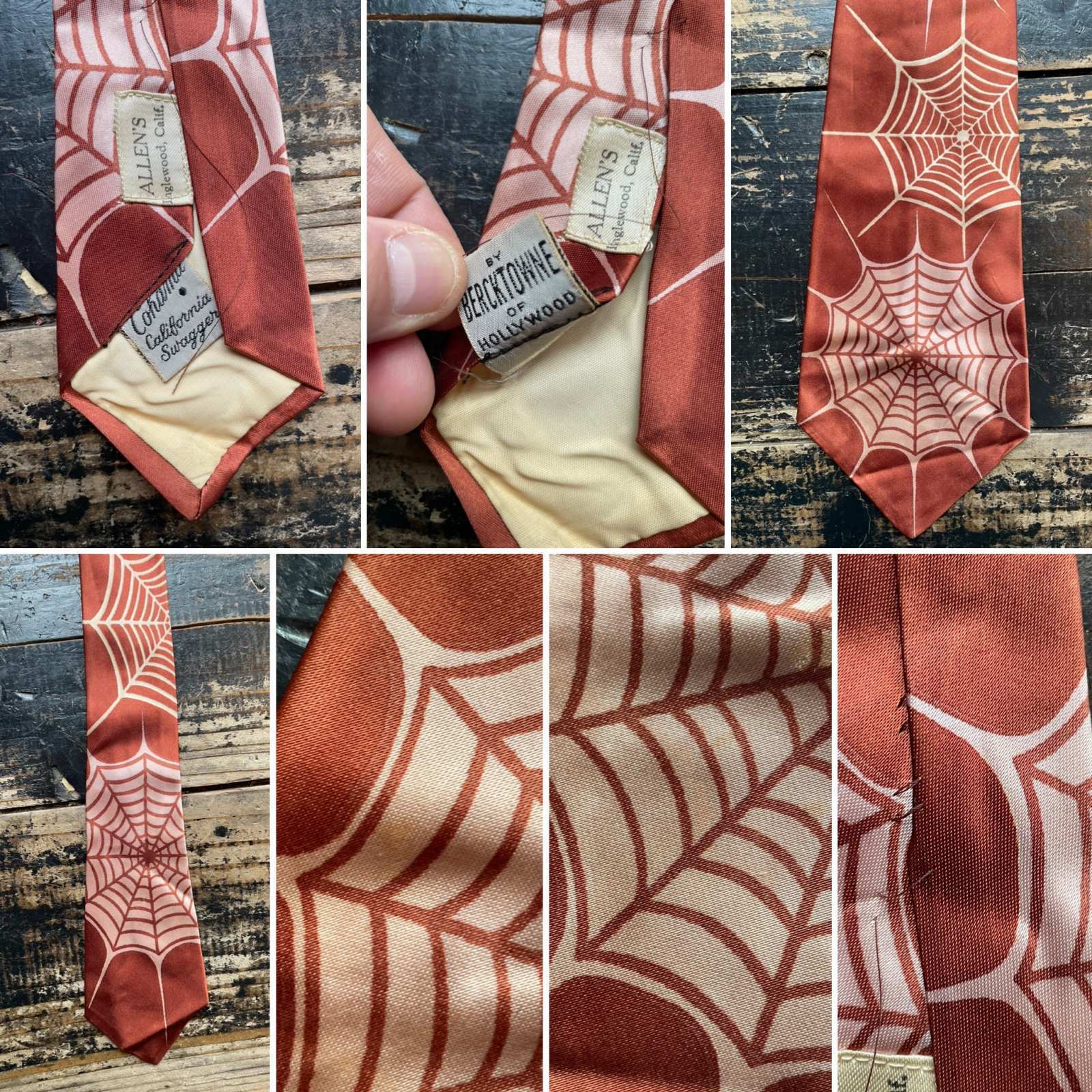 画像: 1940〜1950s スパイダーウェブ柄 ネクタイ