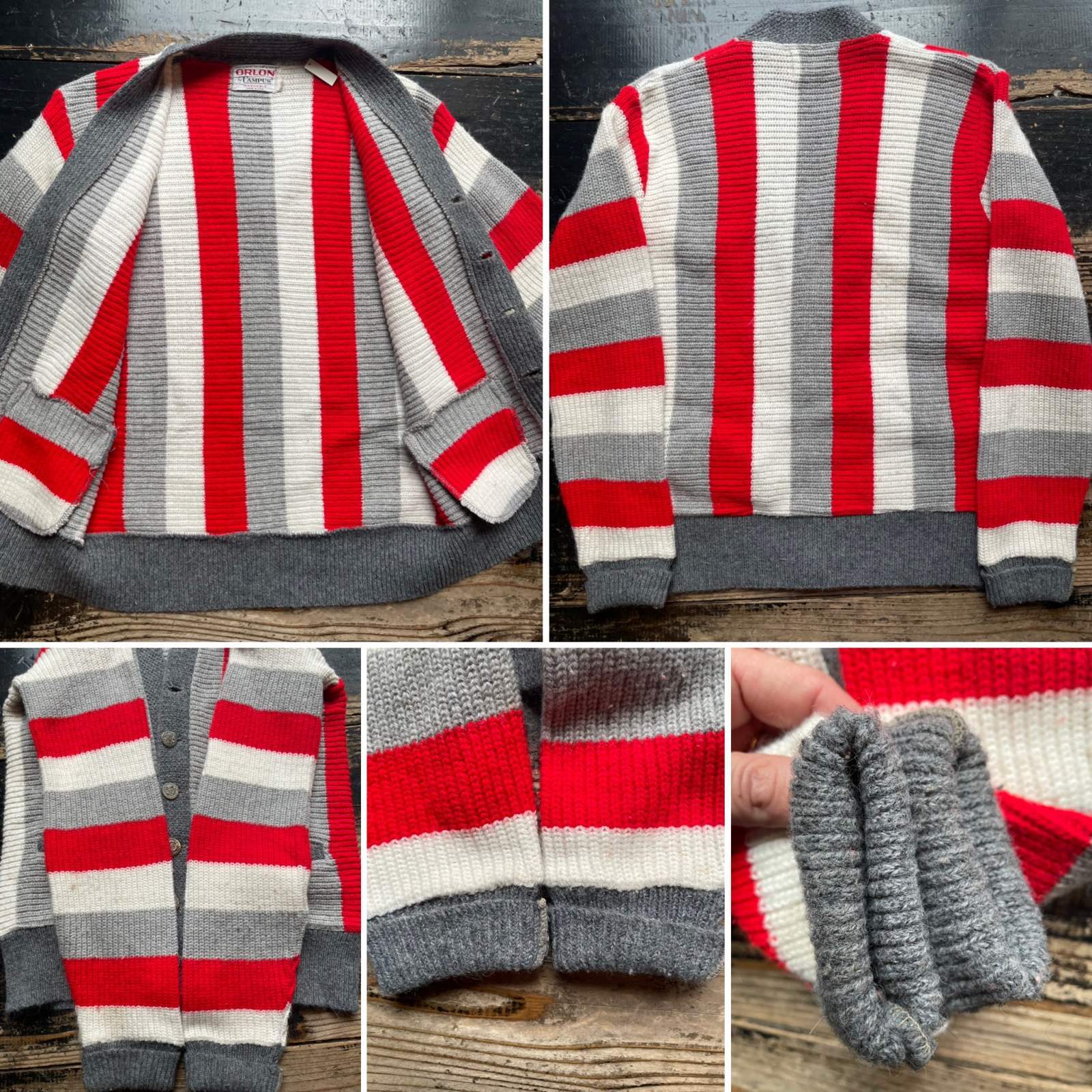 画像: 1960s CAMPUS ストライプ柄 アクリル カーディガン