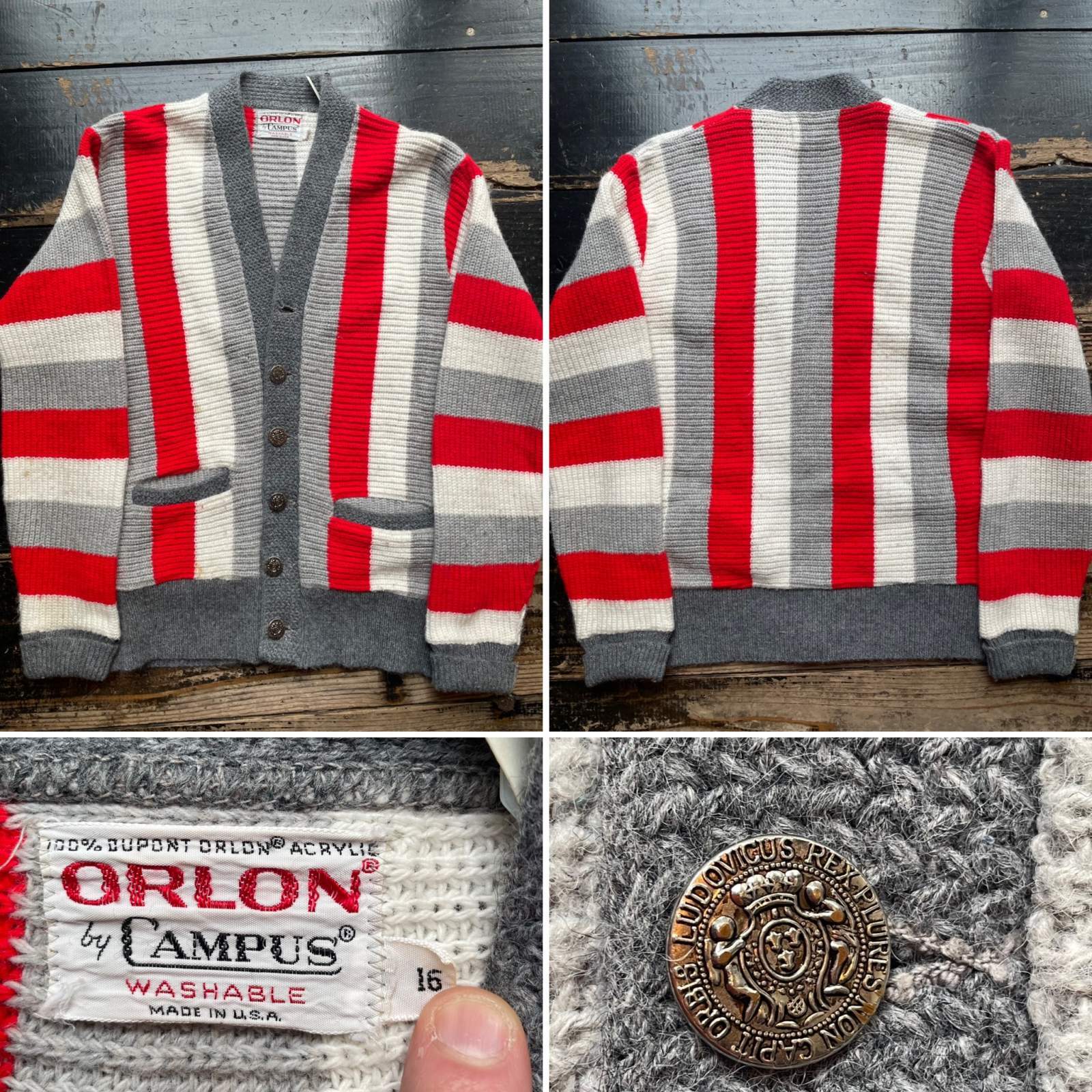 画像: 1960s CAMPUS ストライプ柄 アクリル カーディガン